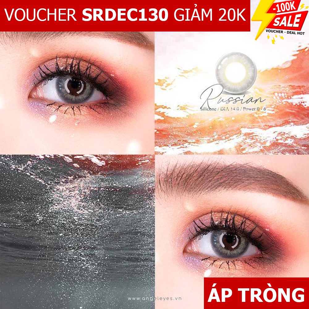 [NHẬP SRDEC130 GIẢM 20K] Contact Lens giãn nhỏ Russian Gray (Cận 0-6) - Kính áp tròng xám - Silicone đeo 12-24h/ngày