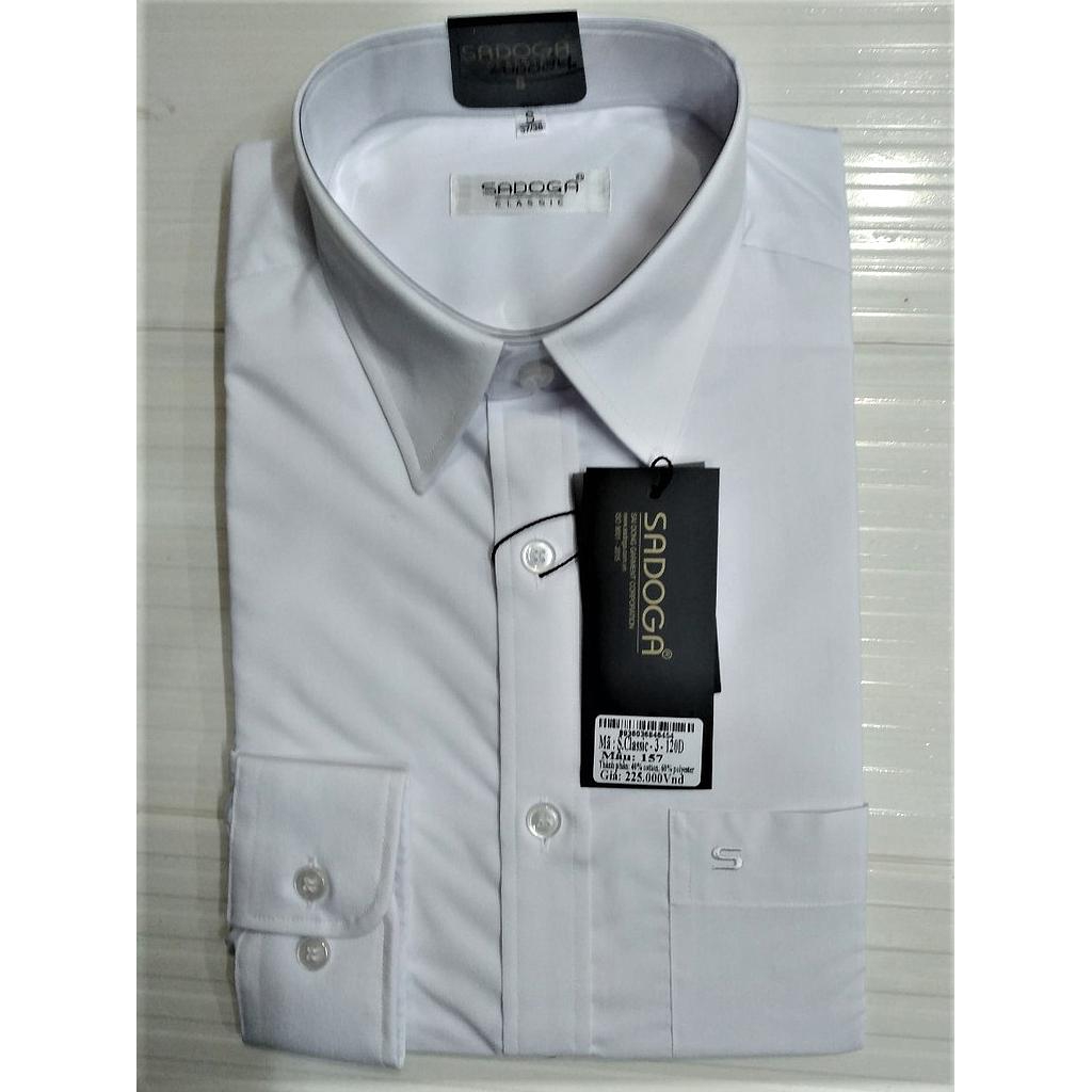 Áo Sơ Mi Nam Tay Dài Sadoga dáng xuông - Mầu Trắng