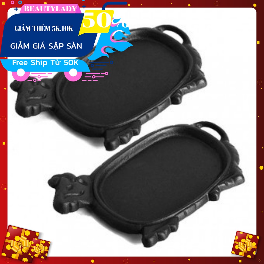Bộ 2 Chảo Gang Làm Bò Bít Tết Chống Dính Cao Cấp