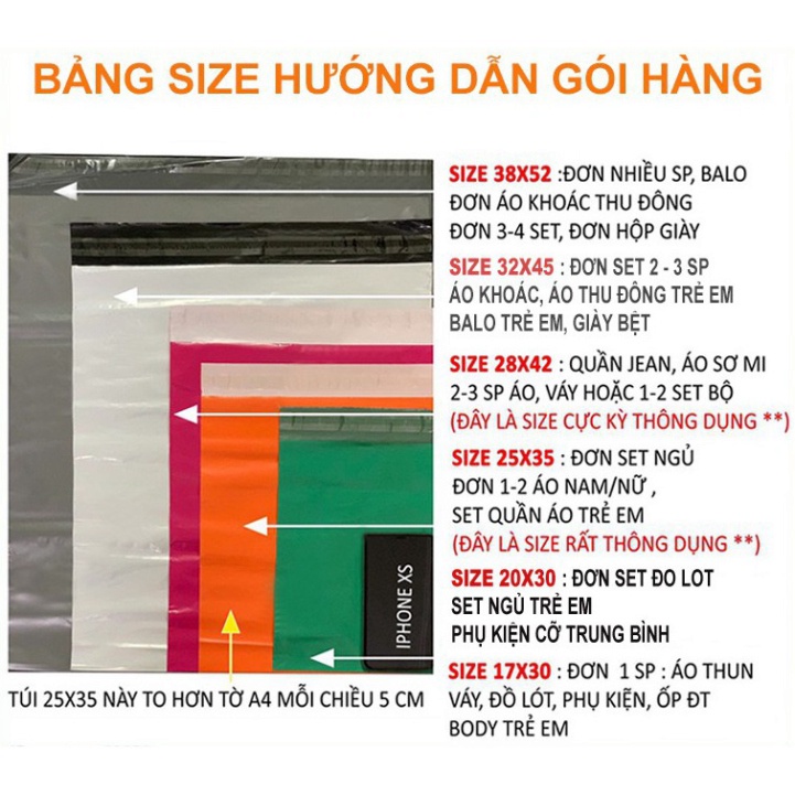 [17x30 đến 38x52cm] 10 Túi Gói Hàng, Đóng Hàng, Niêm Phong, Bao Bì Gói Hàng Tự Dính