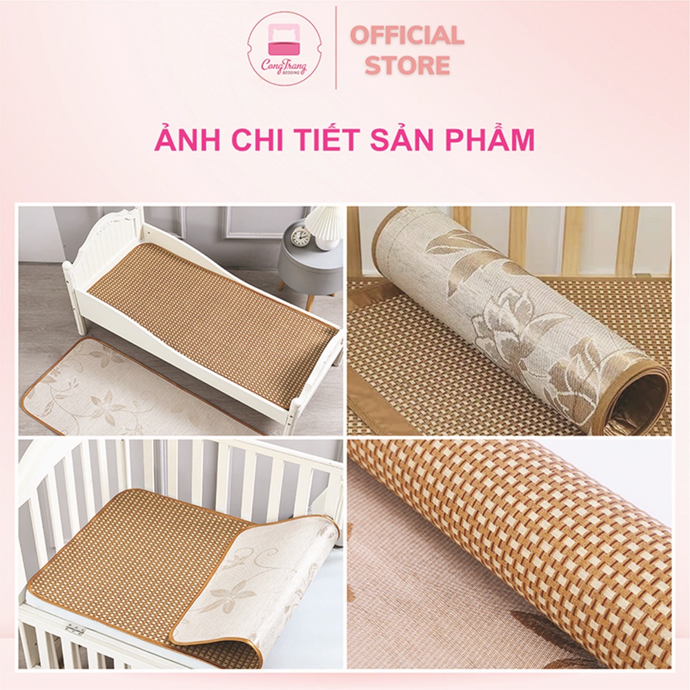 Chiếu Mây Tự Nhiên Cho Bé Chất Liệu Mềm Mát Mặt Sau Lót Lụa
