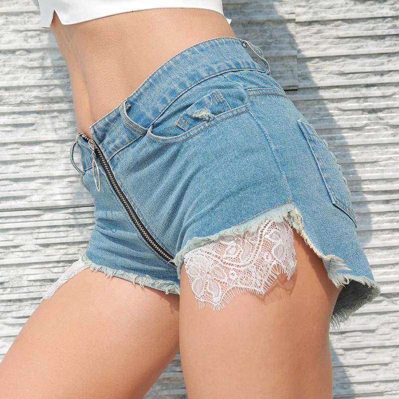 827#Quần short denim Siêu Ngắn Cạp Cao Hở Hông Gợi Cảm Mùa Hè Cho Nữ