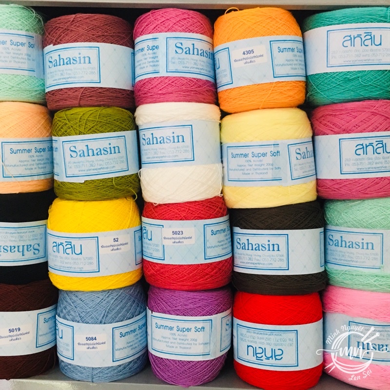 Sợi Sahasin (Thái Lan) - Cuộn 200 gram (Bảng màu 2 từ màu BR00012 - YE00008)