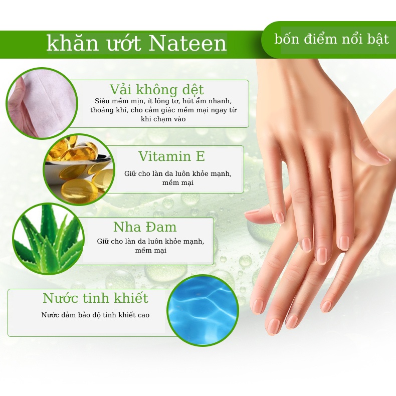 Khăn ướt Hữu Cơ Nateen Bỉ 40 tờ
