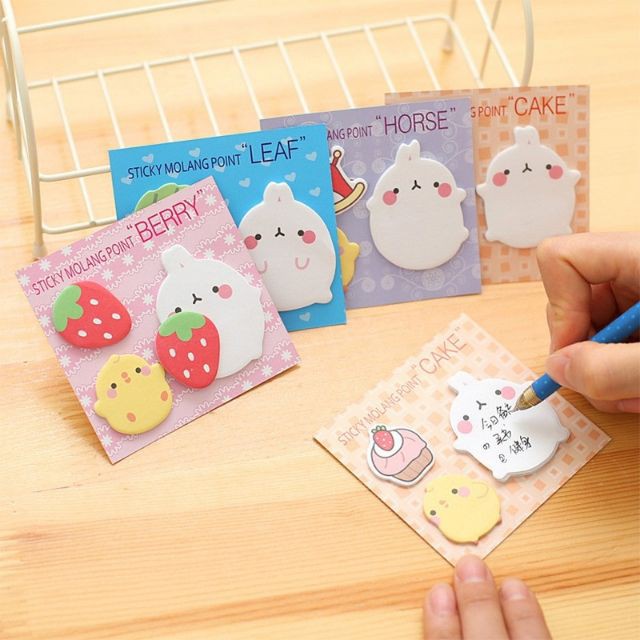 Giấy note cute có keo dán hình Molang đáng yêu kèm sticker - 3 chi tiết BMBooks