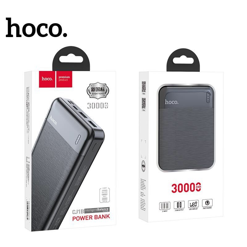 Pin sạc dự phòng di động chính hãng HOCO dung lượng cao 30000 mAh, đầu ra 3 cổng USB dòng 2A, màn hình LED - THOTO Store