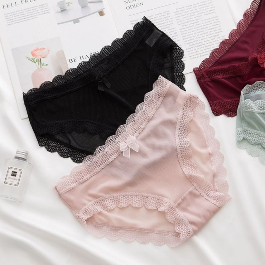 Quần lót nữ, Quần lót ren sexy ôm dáng kháng khuẩn đính nơ gợi cảm quyến rũ L115