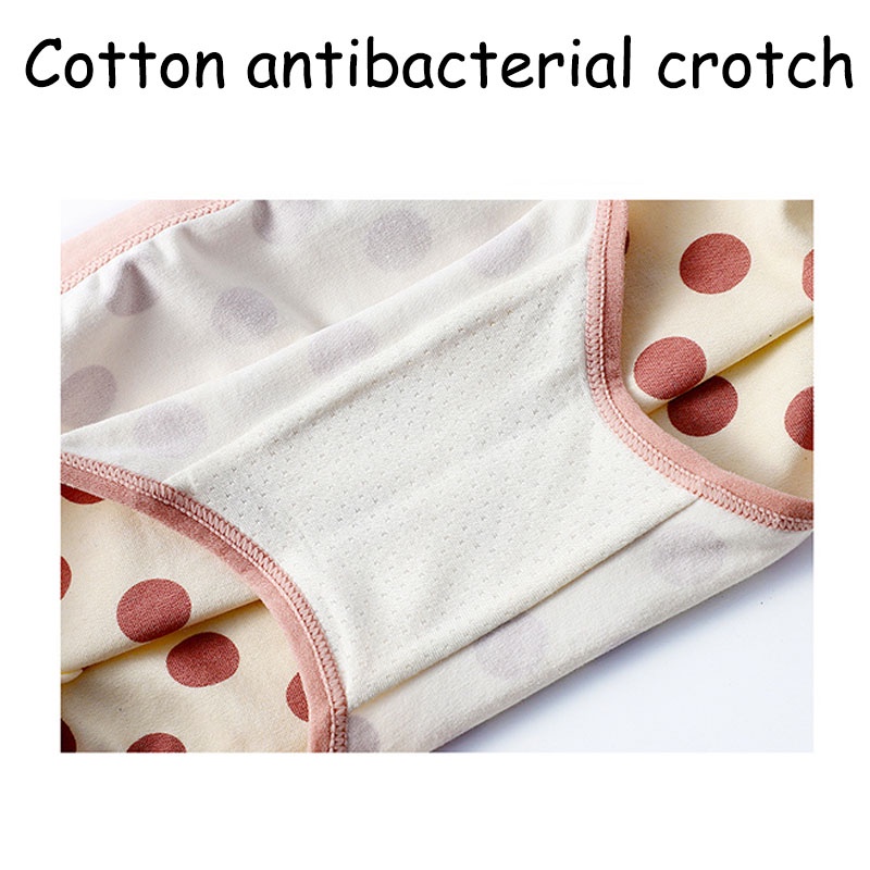 Set 3 quần lót SANITKUN cotton thoáng khí in họa tiết chấm bi kẻ ô và hoạt hình dành cho bé gái