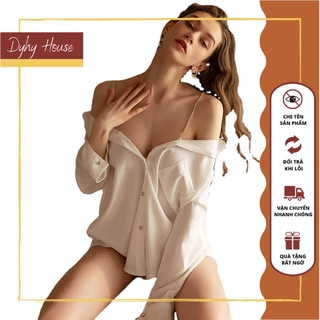 Áo váy sơ mi lụa đồ ngủ nữ gợi cảm 0037