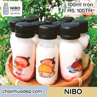 [Chai nhựa cao cấp] 20 vỏ chai đựng sữa chua 100ml dán sẵn hình cute | MS : 100TM