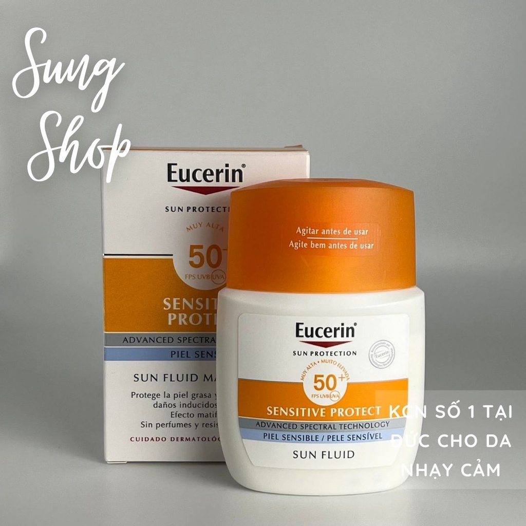 [CHUẨN ĐỨC] Kem chống nắng Eucerin Sun Fluid Mattifying Face SPF50+ 50ml không gây nhờn rít cho da dầu và hỗn hợp