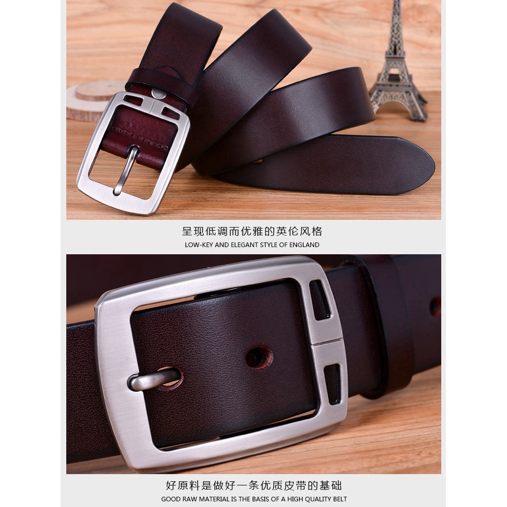 Thắt lưng da bò thật 100% có khóa gài thời trang sang trọng thường nhật dành cho nam giới