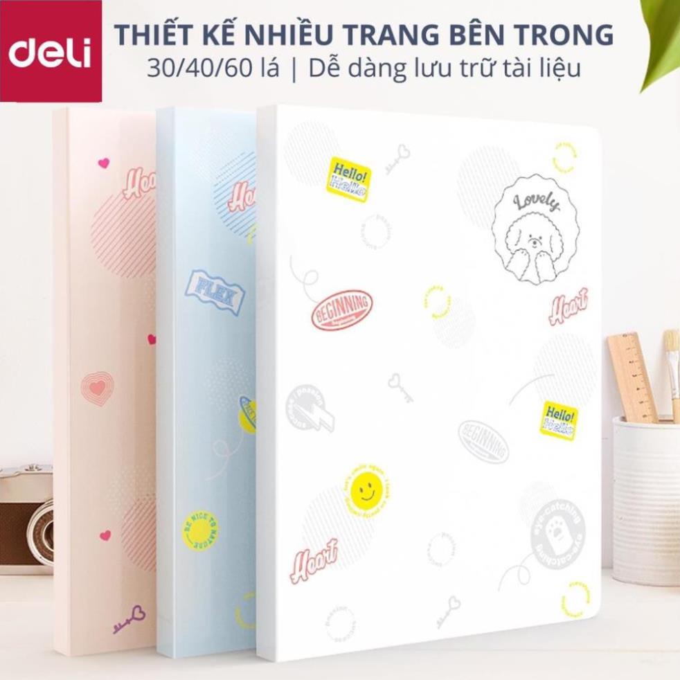 File lá học sinh A4 Deli - 30/40 lá - Xanh dương/Hồng/Trắng - 1 chiếc - 72493 / 72494