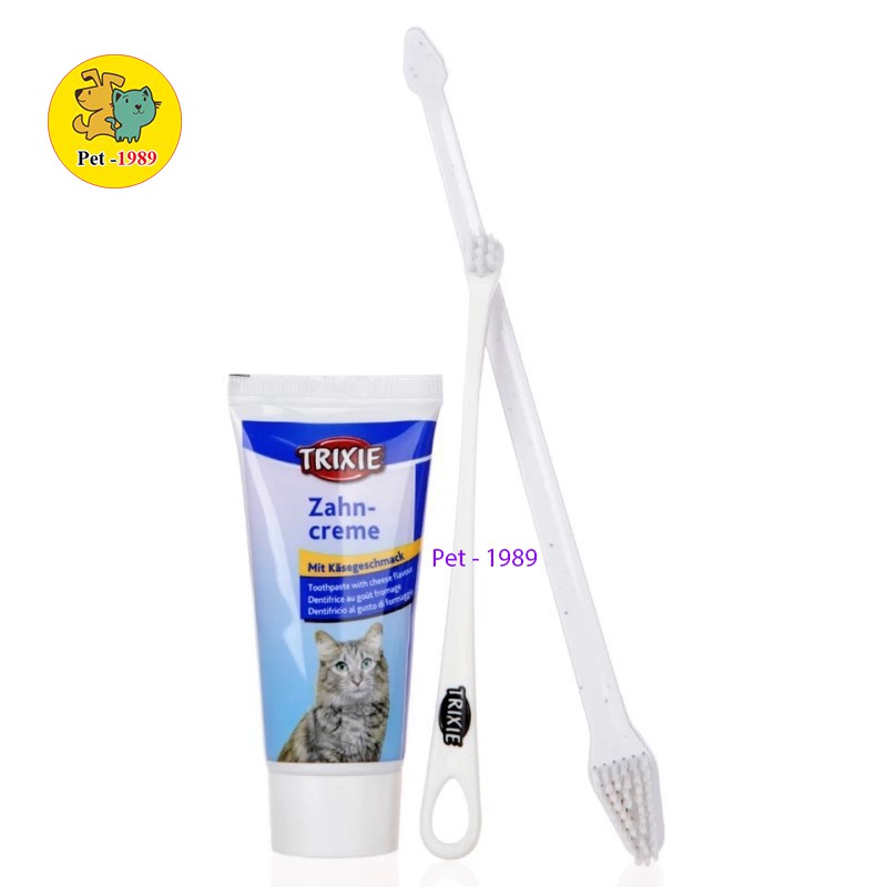sản phẩm bàn chải + kem đánh răng TRIXIE dành riêng cho mèo