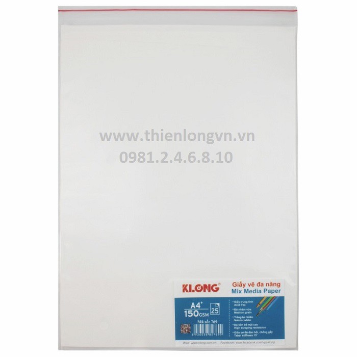 Giấy vẽ đa năng A4 150 GSM - 25 tờ/tập Klong 769