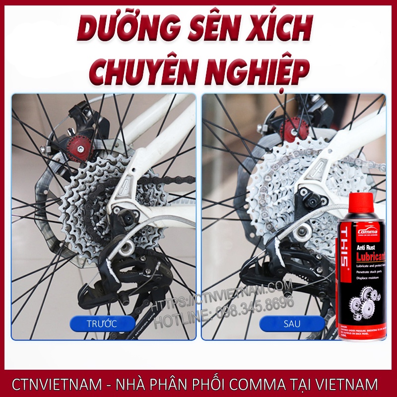 Chai Xịt Chống Rỉ Sét, Bôi Trơn Và Vệ Sinh Sên Xích Xe Máy Anti Rust Lubricant Tác Dụng Siêu Nhanh, Mạnh Mẽ