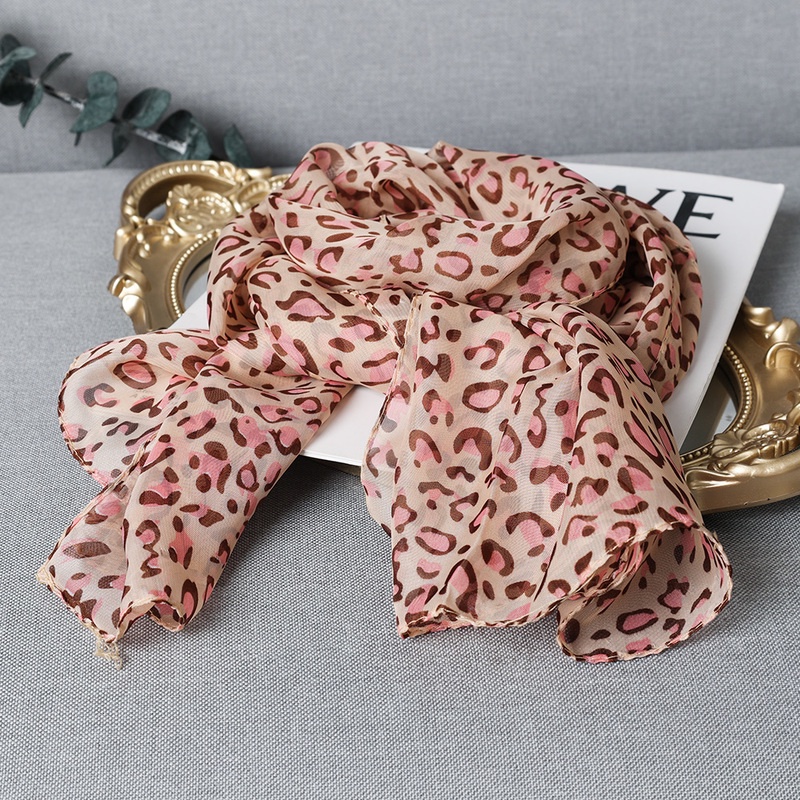 Khăn choàng chiffon dài mềm mại in họa tiết da báo thời trang cho nữ