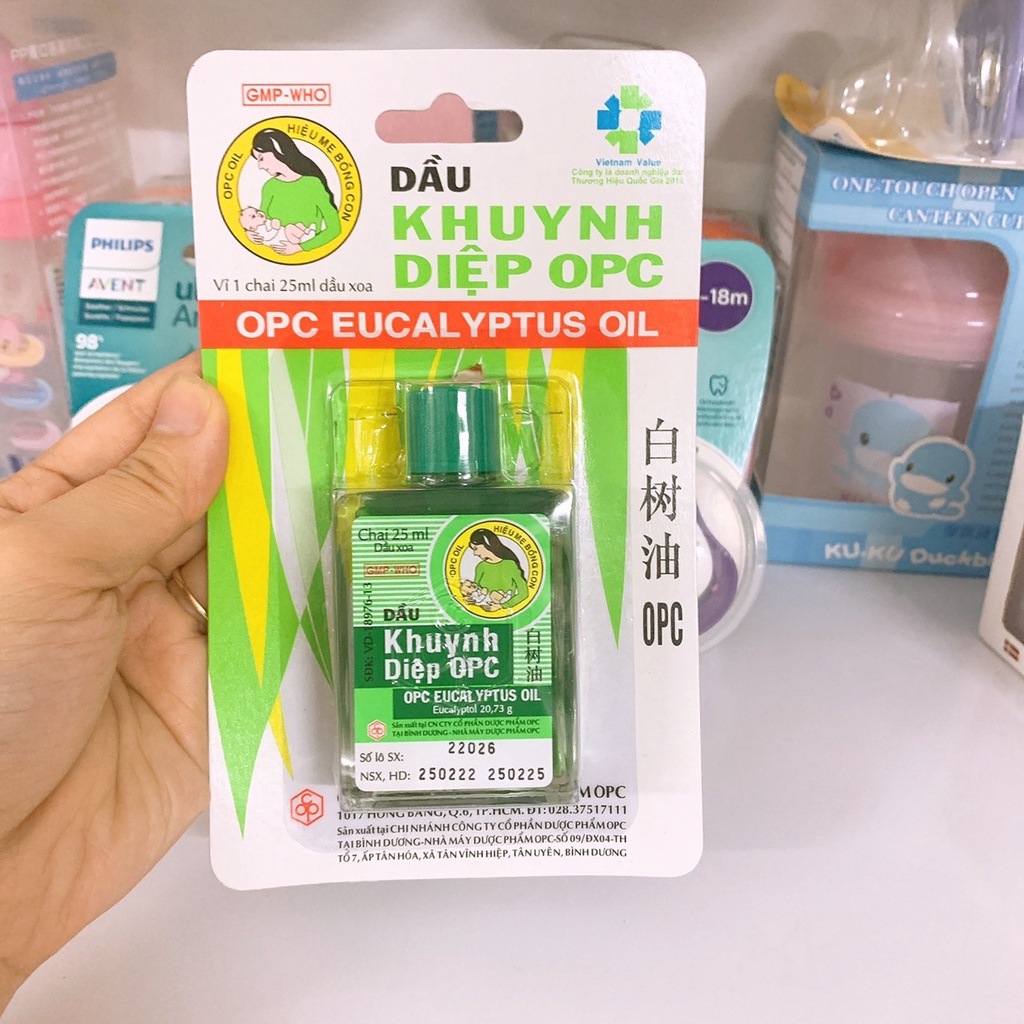 Dầu khuynh diệp Opc chai 25ml và 15ml, Cho bé sơ sinh , Hỗ trợ nhức đầu, chóng mặt, buồn nôn Xoa bóp ngoài da tại chỗ