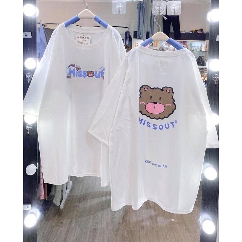 [Mã SKAMA06 giảm 8% tối đa 50K đơn 250K] [Rẻ Vô Địch Áo cotton tay lỡ Unisex -- Gấu Nâu Missout🐻