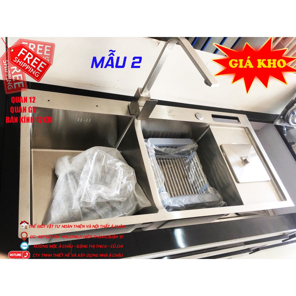 Bồn rửa chén inox 304,2 hộc rửa,1 chổ rửa tổng hợp chậu rửa chén