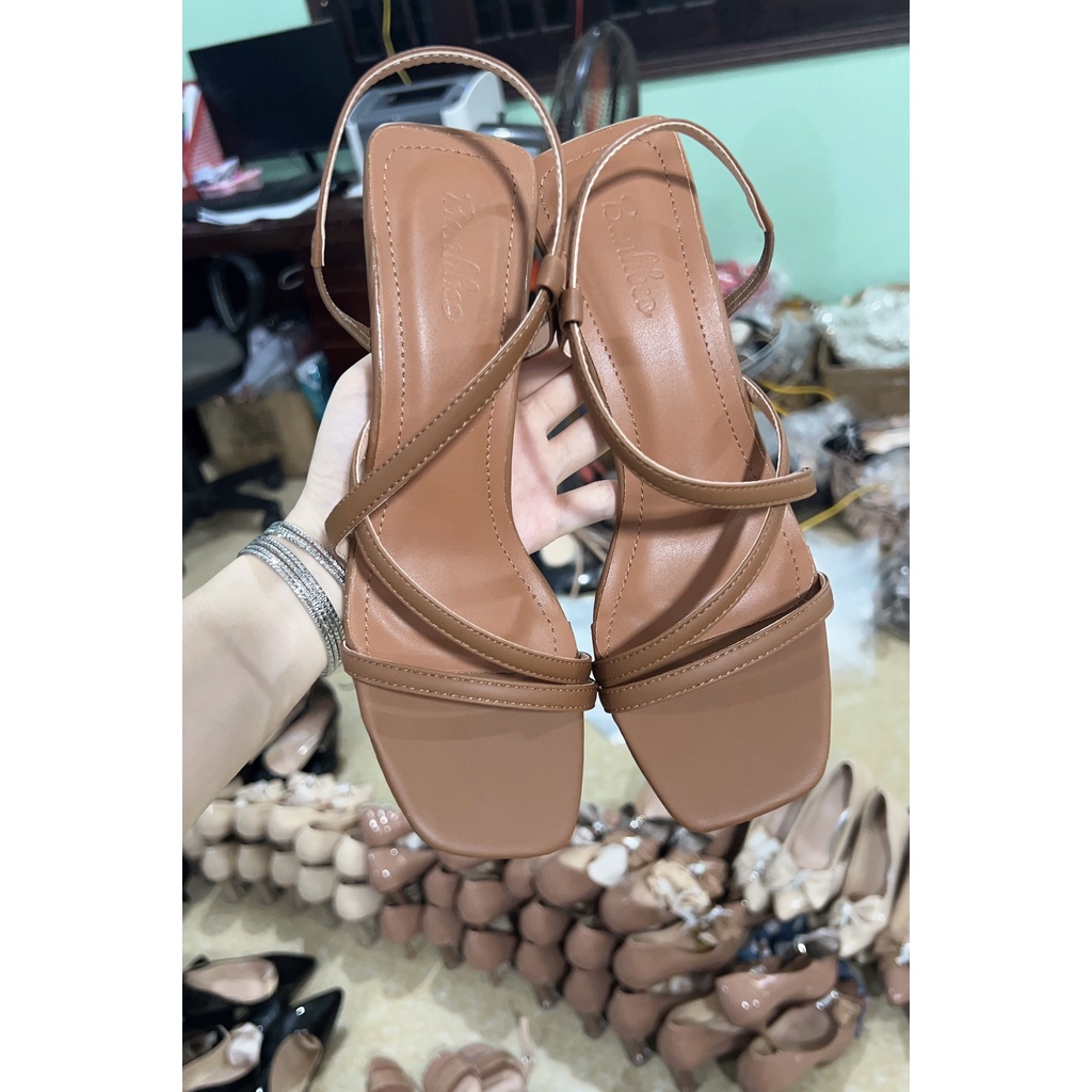 Giày Sandal cao gót Nữ 4cm quai MẢNH Giày Bánh Bèo mã Sandal11