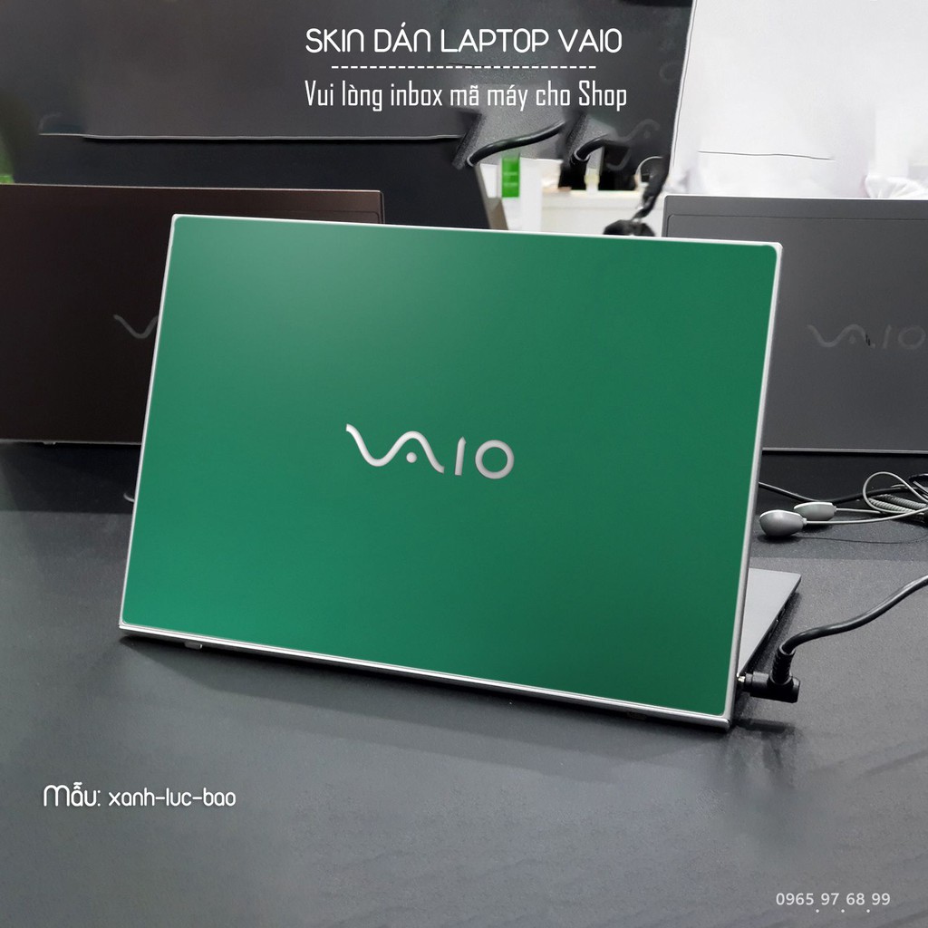 Skin dán Laptop Sony Vaio màu xanh lục bảo (inbox mã máy cho Shop)