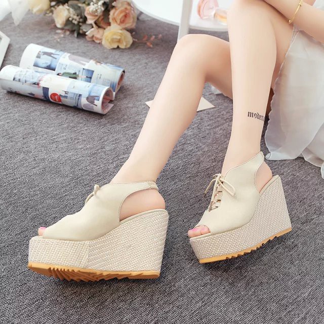 [ ẢNH THẬT ] Giày Sandal Nữ Đế Xuồng Vải Bố Quai Nhung Thời Trang Hàn Quốc 10,5cm