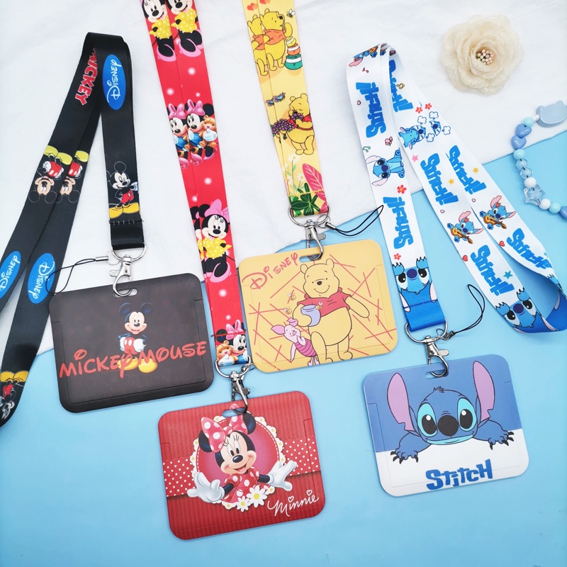 Ví Đựng Thẻ ID Họa Tiết Hoạt Hình Stitch Mickey Minnie Winnie The Pooh Dễ Thương Dùng Làm Quà Tặng Cho Bé