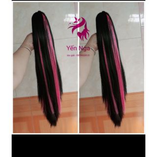 Ngoạm tóc giả thẳng 55cm phối sợi lai hồng