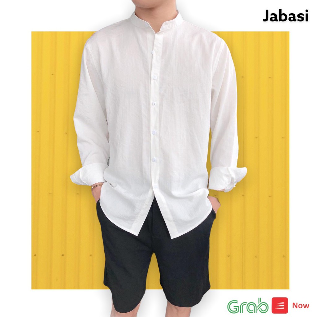 Áo Dài Tay Đũi , Sơ Mi Dài Tay Đũi Hàn Cổ Tàu trắng ,đen hàng vải Đũi Xước Mỹ cao cấp ôm dáng thời trang trẻ | BigBuy360 - bigbuy360.vn