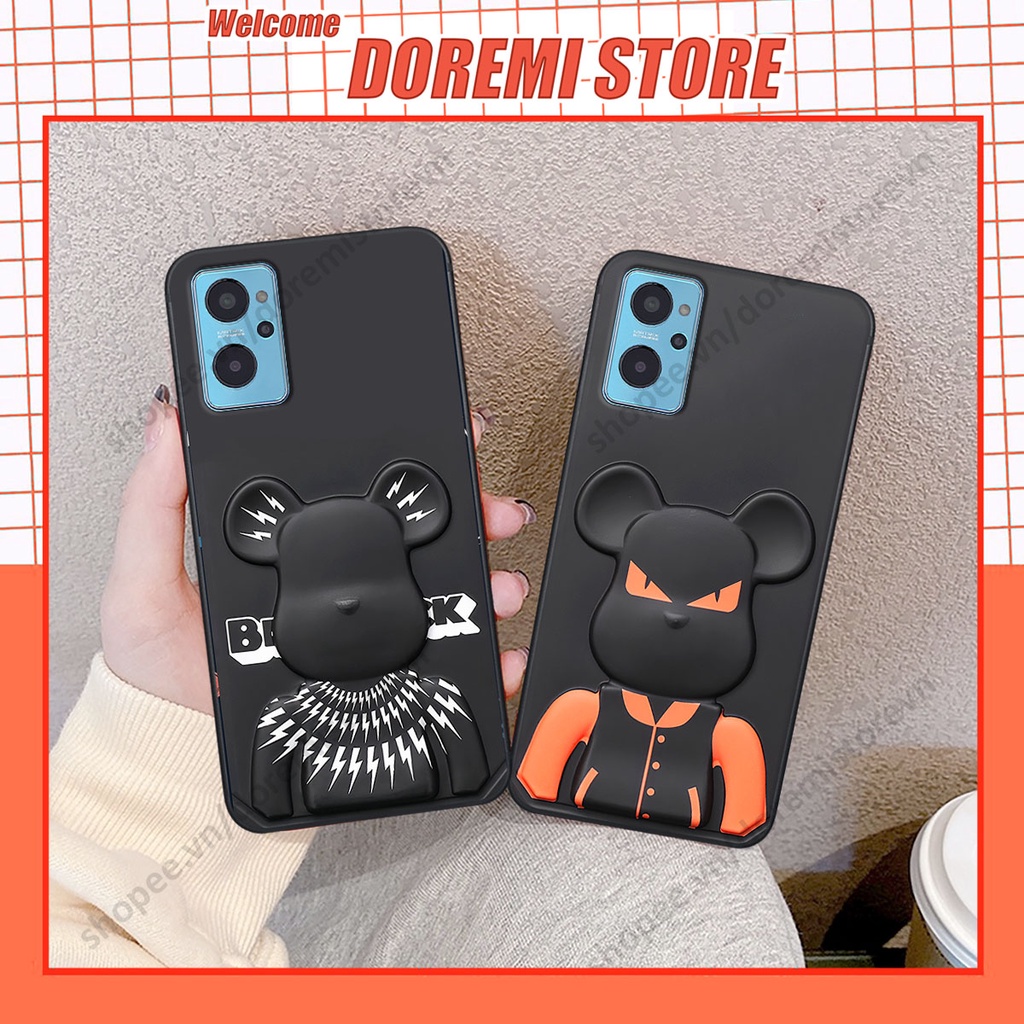 Ốp lưng Realme 9i hình kaws, kith, bear brick nổi 3D phong cách độc đáo