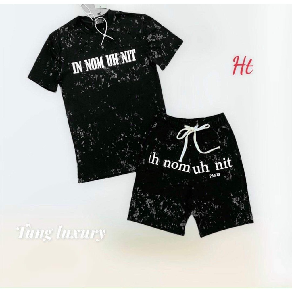 Bộ đùi nam loang đen Vân đá IN NOM UH NIT form thụng- Nam nữ mặc đẹp