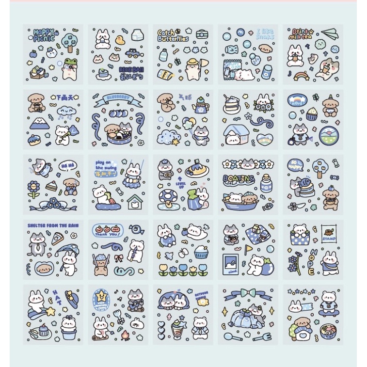 Sticker hộp 100 tấm cute Forest - Tặng Hình Xăm Dán