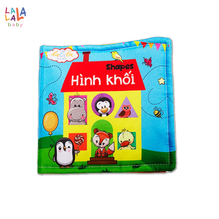 Combo 3 cuốn sách vải Lalala baby, kích thích đa giác quan, kích thước 15x15cm 12 trang (hình khối, hoa quả, động vật)