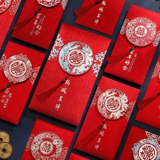 Bao lì xì giấy lụa nhũ, 3 chiều, size đại nắp gập vân núi