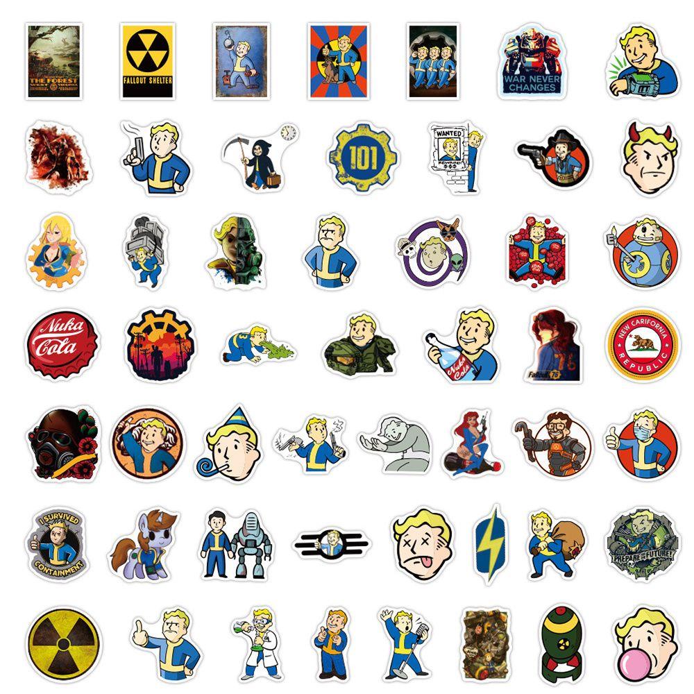 Set 50 Sticker Dán Trang Trí Ván Trượt / Guitar / Xe Hơi Họa Tiết Hoạt Hình