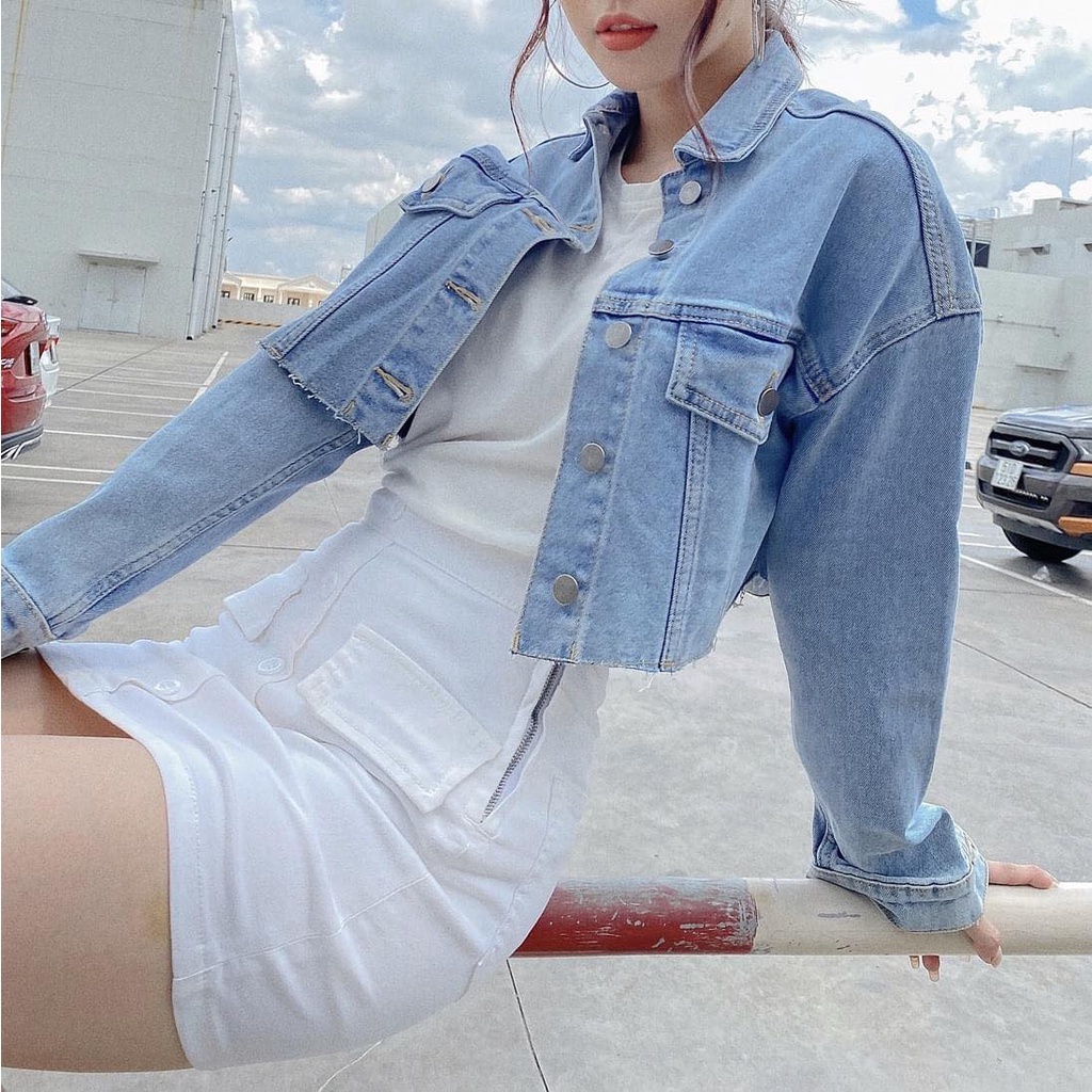 Áo Khoác Jean Croptop Chất Sofm