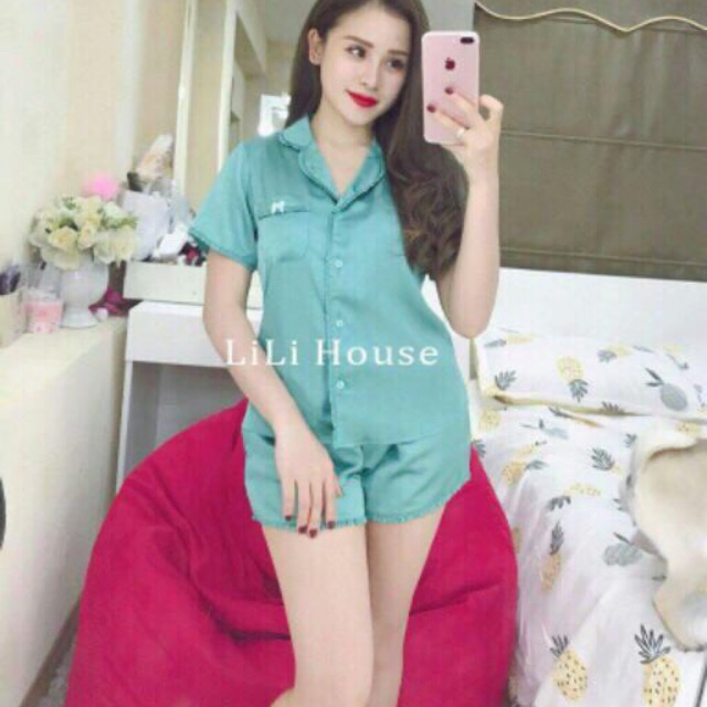 XẢ KHO- Bộ sóc pizama lụa viền xinh xắn
