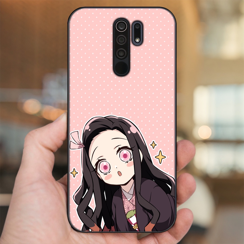 Ốp lưng Xiaomi Redmi 9 viền đen in hình Nezuko Kimetsu no Yaiba