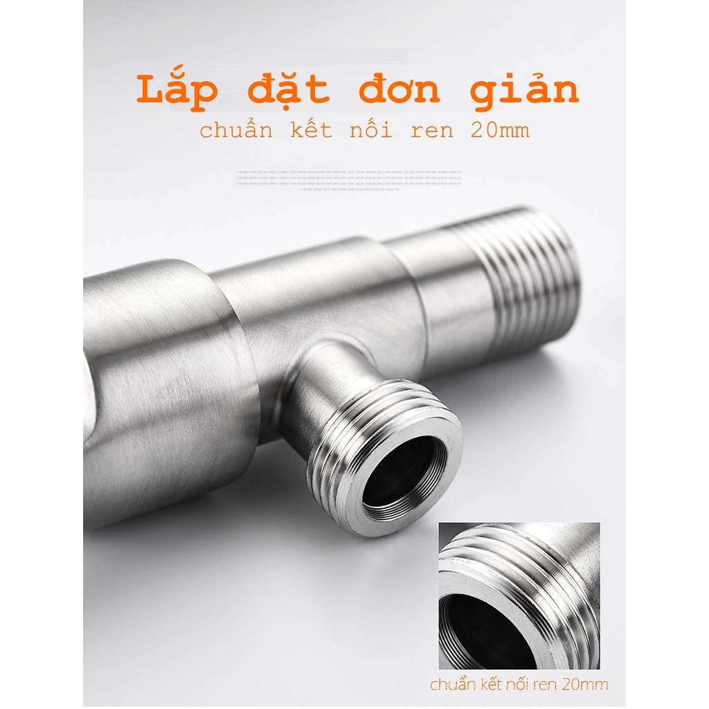 Van nước 2 cổng xả đóng mở riêng biệt Chất liệu Inox 304, Minh House kèm đầu chuyển