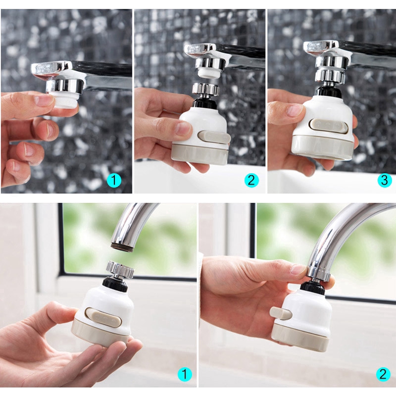 Đầu phun gắn vòi nước 3 chế độ có thể xoay 360 tiện lợi