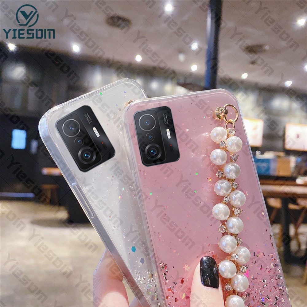 Sang Trọng ​Ốp Điện Thoại Silicone Mềm Trong Suốt Đính Kim Tuyến Kèm Dây Đeo Cho Xiaomi 12T 11T Pro Mi 12 Lite