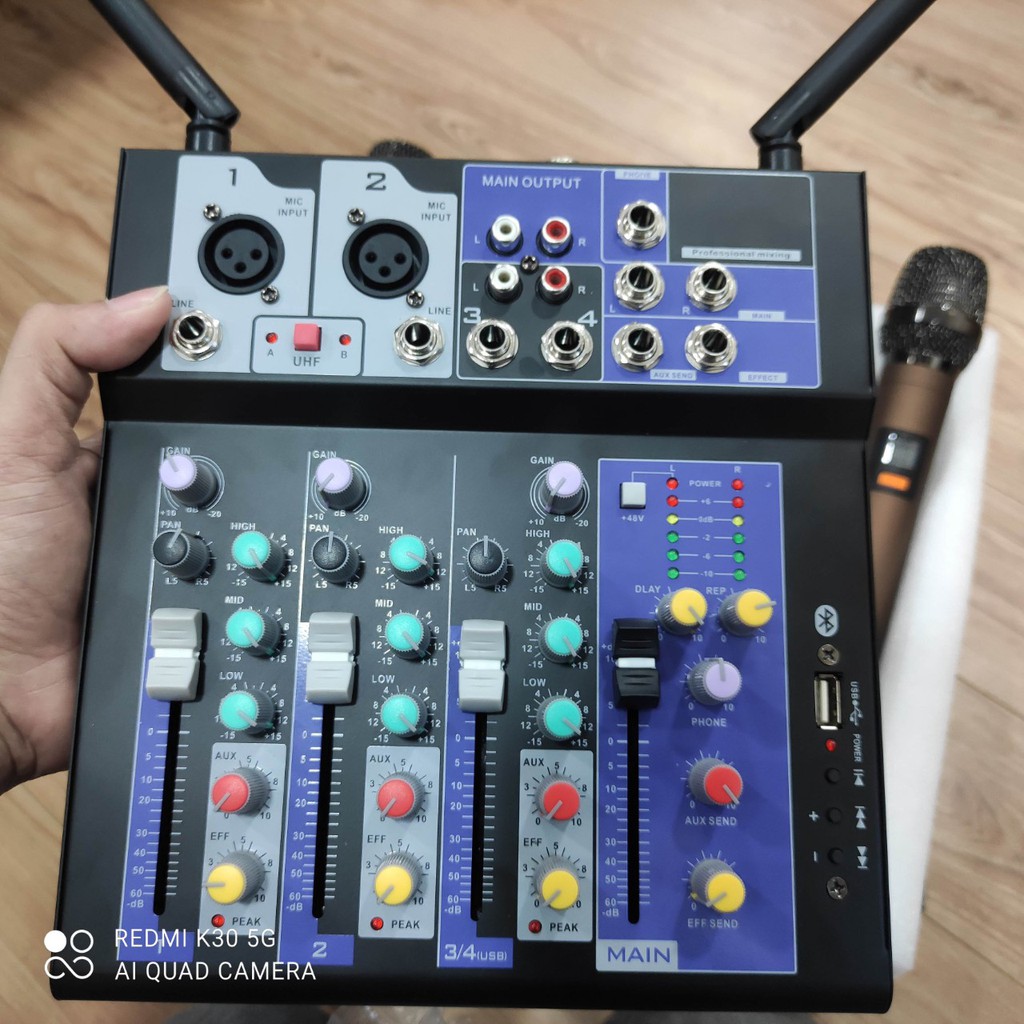 Mixer F4 (BT201-AUDIO) - Bộ trộn âm thanh Mixer yamaha Chuyên Karaoke,Livestream,Thu Âm Cao Cấp kèm 2 mic -BH 1 năm