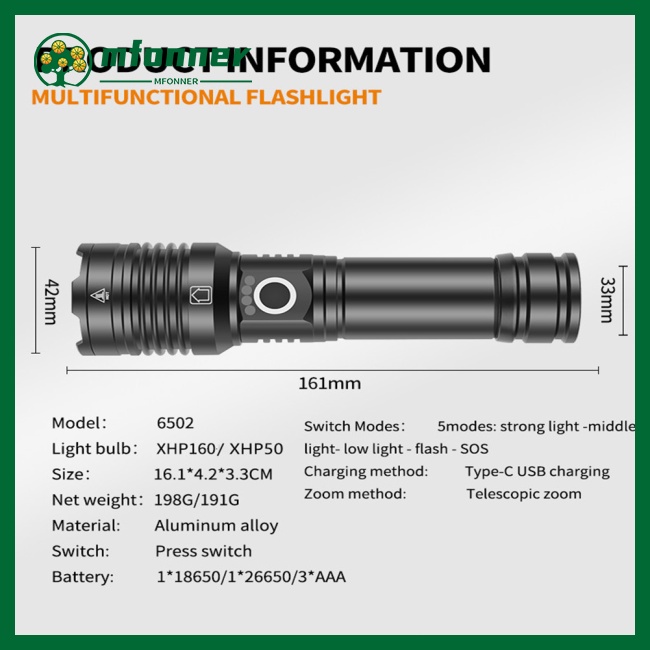 Đèn Pin Mini Mfonner Xhp160 Loại c P50
