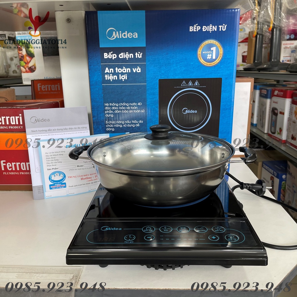 Bếp điện từ đơn Midea MI-B2016DA + tặng nồi Inox cao cấp - Công suất 2000W - Bảo hành 12 tháng chính hãng toàn quốc