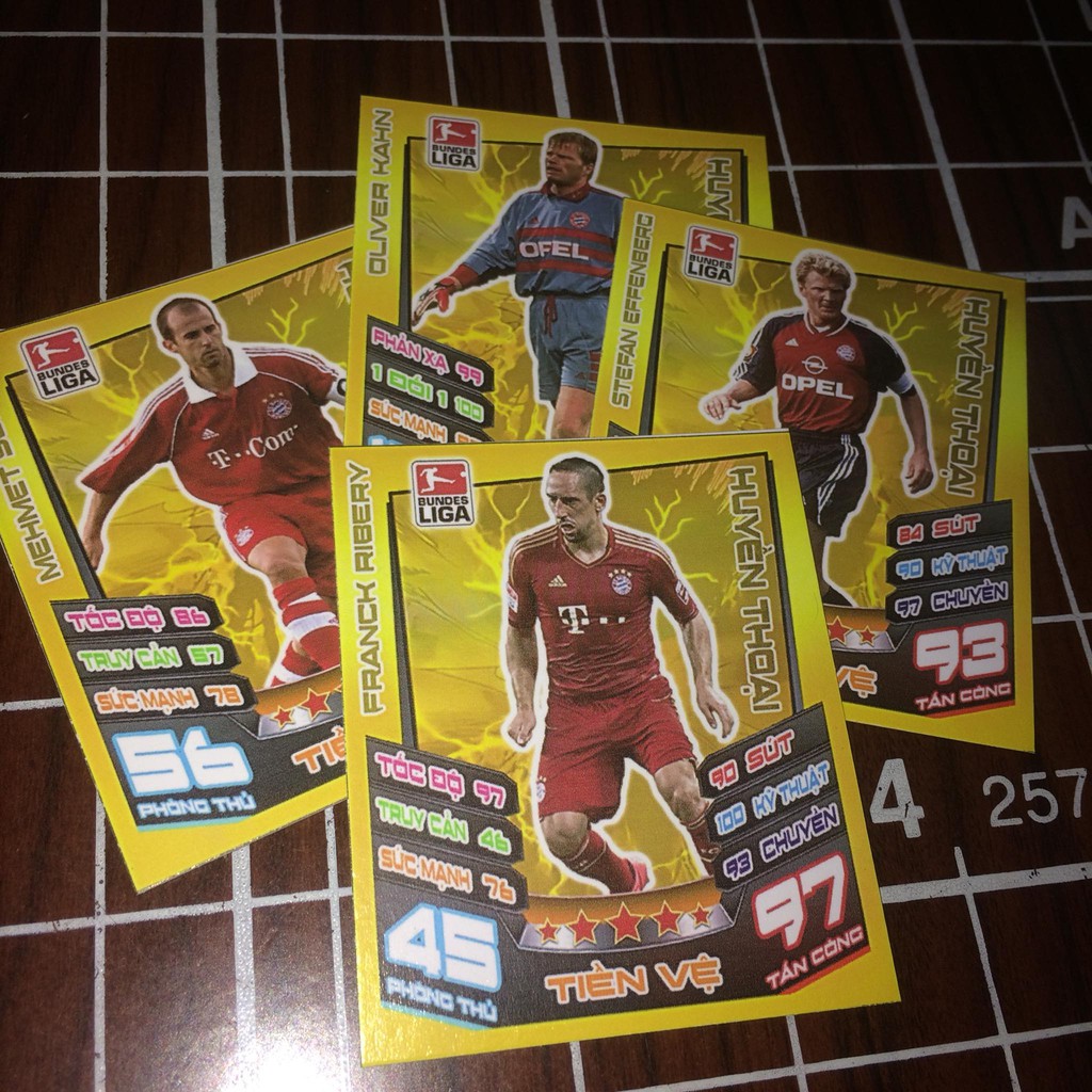 Trọn bộ 24 thẻ cầu thủ bóng đá Huyền thoại câu lạc bộ Bayern Munich kích thước thẻ Poca