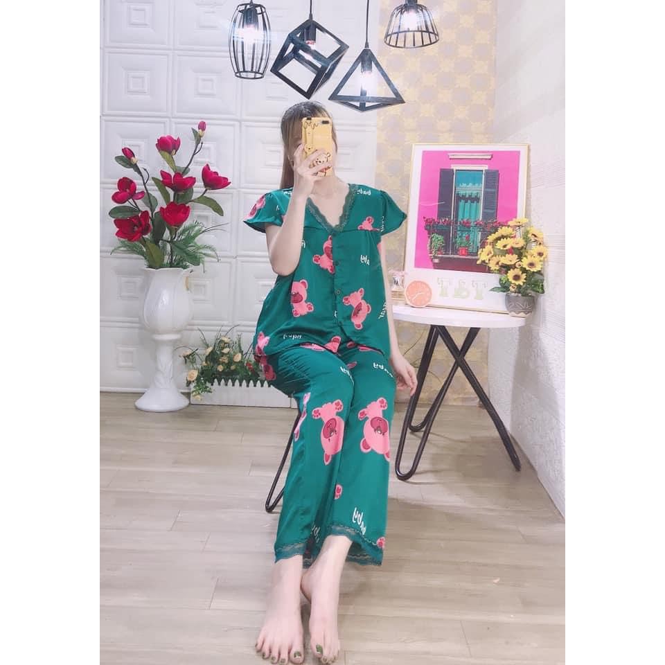 Pizama satin lụa cổ tim | BigBuy360 - bigbuy360.vn