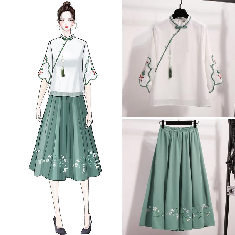 Hanfu female student costume clothes improved cheongsam Chinese style summer dress ancient style suit dress | BigBuy360 - bigbuy360.vn