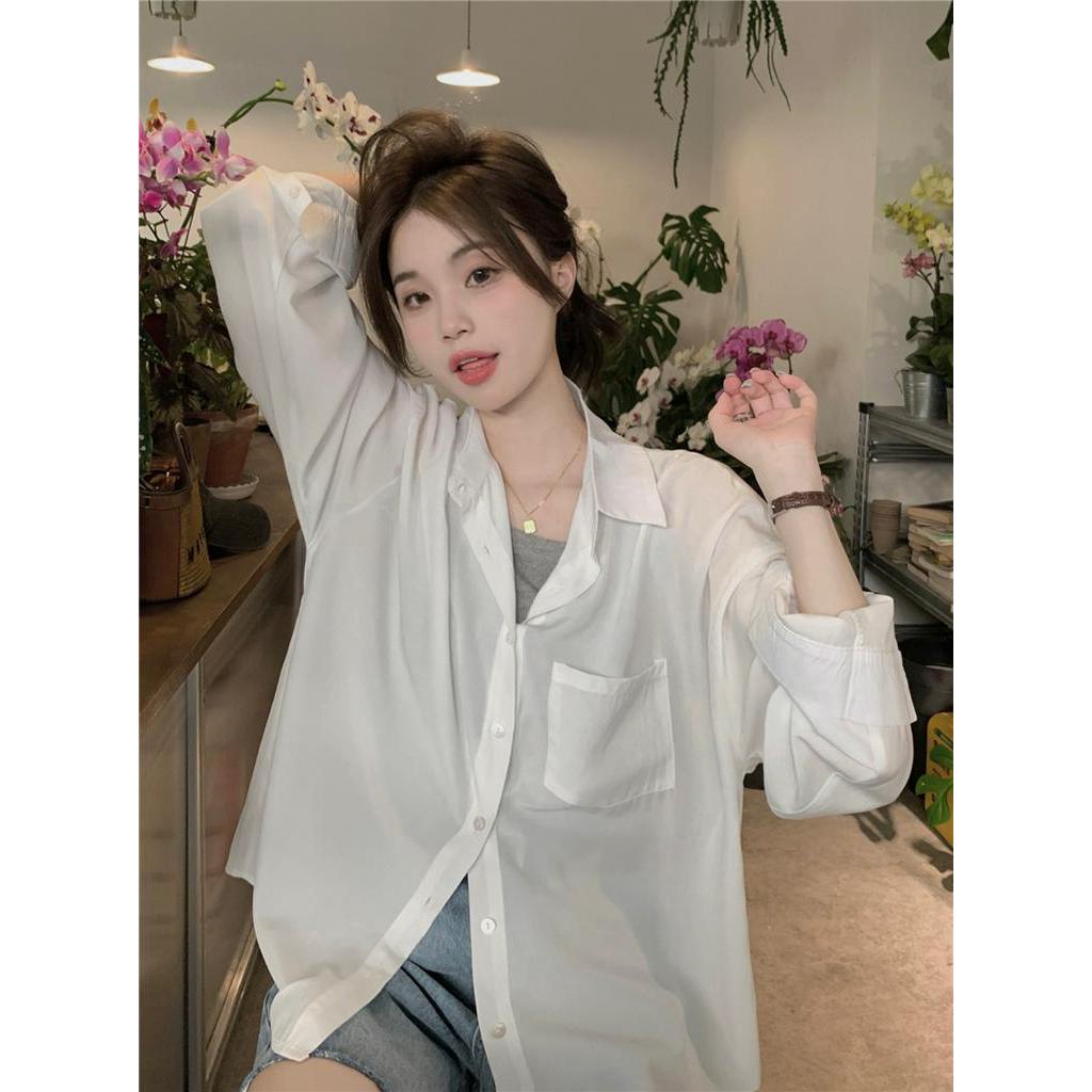 Áo Sơ Mi Mỏng Dài Tay Dáng Rộng Phong Cách Hàn Quốc Thời Trang Xuân Hè Sành Điệu 62459
