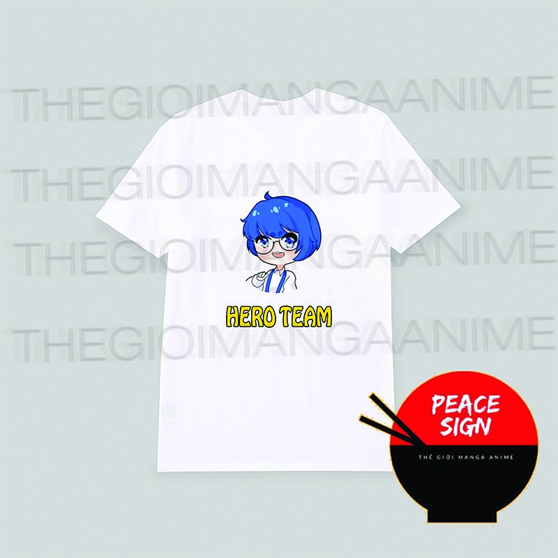 Áo thun phông trắng in hình HERO TEAM Mr Vịt Mèo Simmy Phong Cận Siro Kairon Timmy Kamui Sammy Đào anime chibi